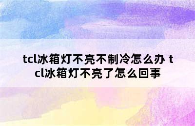 tcl冰箱灯不亮不制冷怎么办 tcl冰箱灯不亮了怎么回事